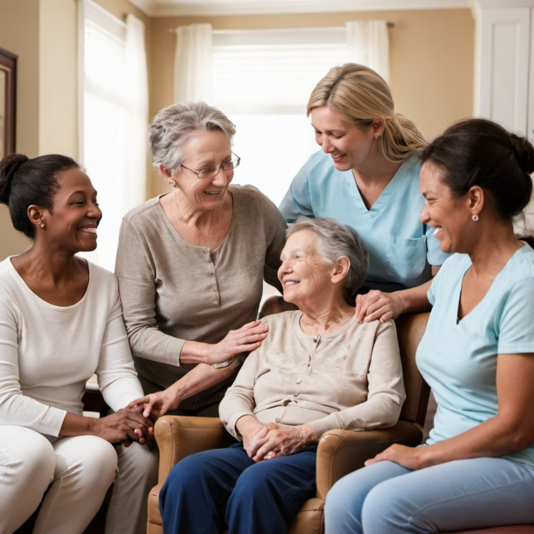 Client receiving personalized care plan from Family First caregiver